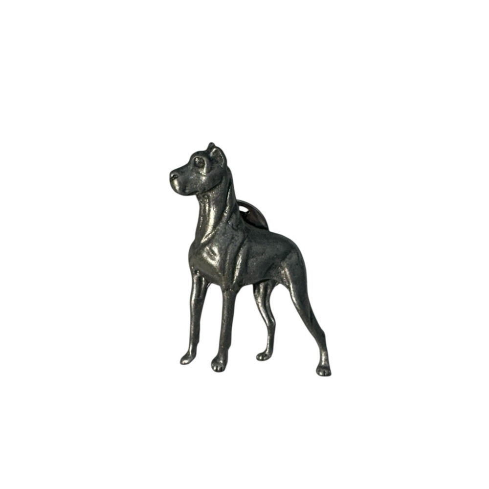 Vintage Silver Tone Strong Tall Great Dane Puppy Dog Canine Brooch Lapel Pin